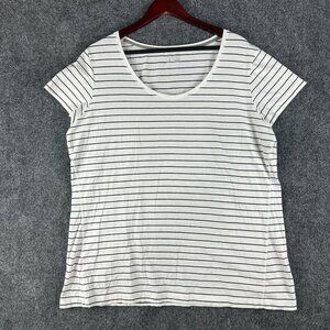 Eddie Bauer Travex Top Womens 2XL White Cotton Stretch Short Sleeve Tee Shirt